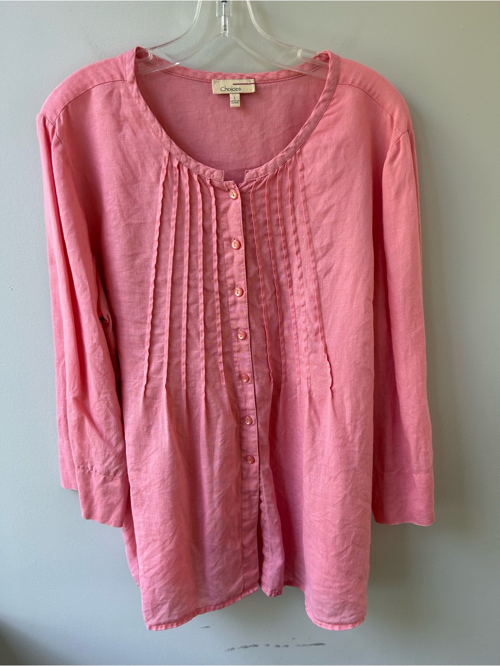 Vintage Choices women’s linen pintuck button down blouse